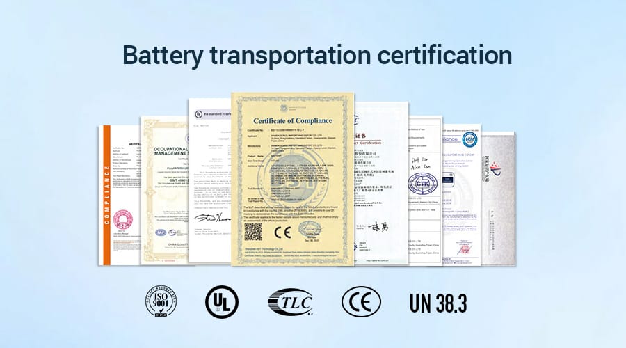 Our factory battery certified shipping certificate