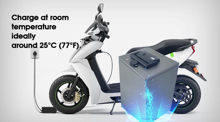 Charge at room temperature—ideally around 25°C (77°F).
