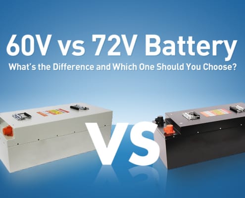 0V vs 72V battery comparison chart showing differences in power, range, and applications