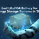 LiFePO4 battery for energy storage in 2025, futuristic design showing safe and efficient lithium iron phosphate technology