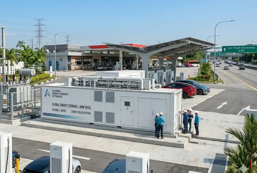 A heavy-duty 2MW battery storage system deployed at high-throughput highway charging stations.
