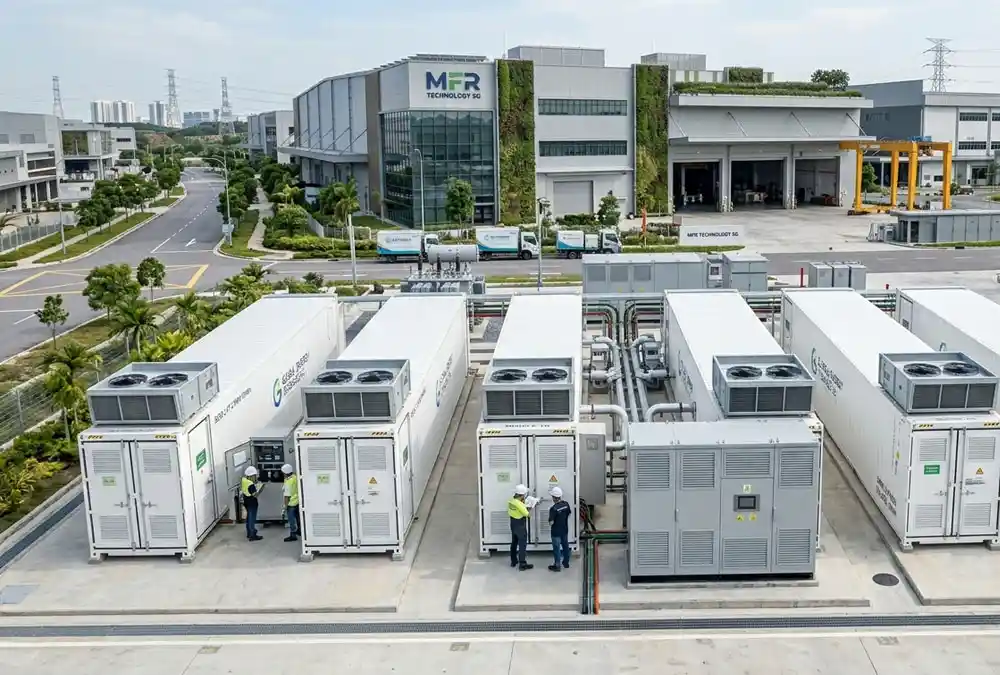 Containerized LFP battery energy storage system integrated to optimize industrial solar project economics.