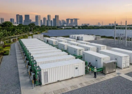 A containerized all-in-one liquid cooled LFP BESS asset managed by a renewable energy project management framework.