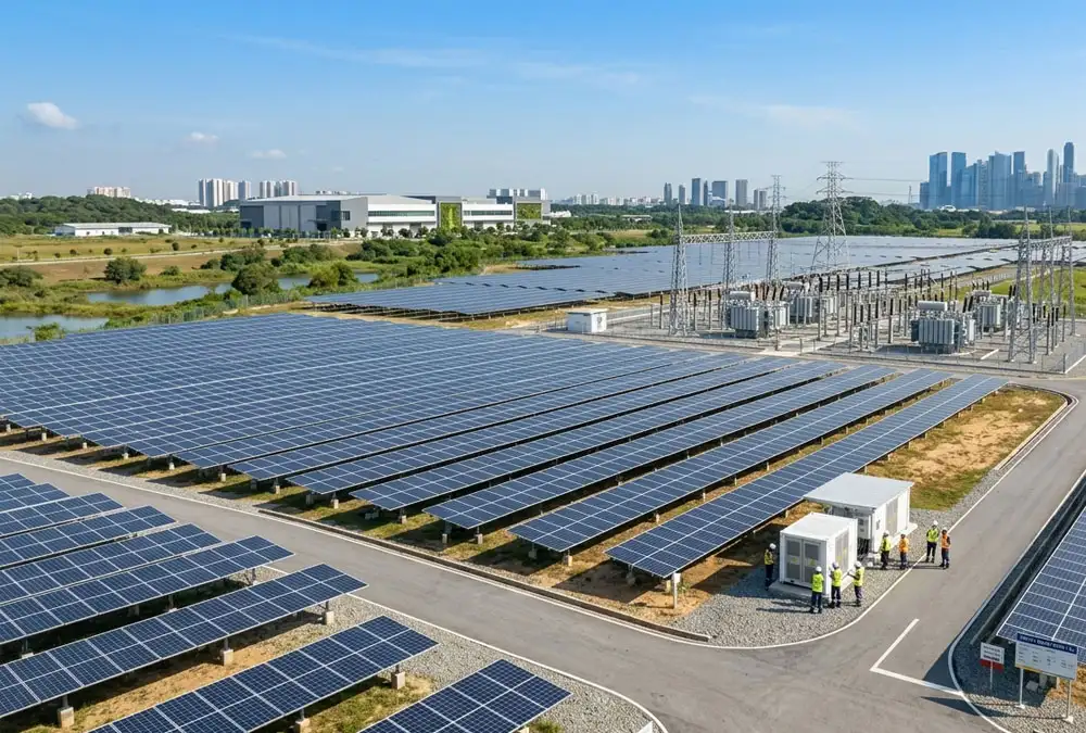 Large utility-scale solar farm development managed by a professional solar EPC contractor under a fixed price contract.