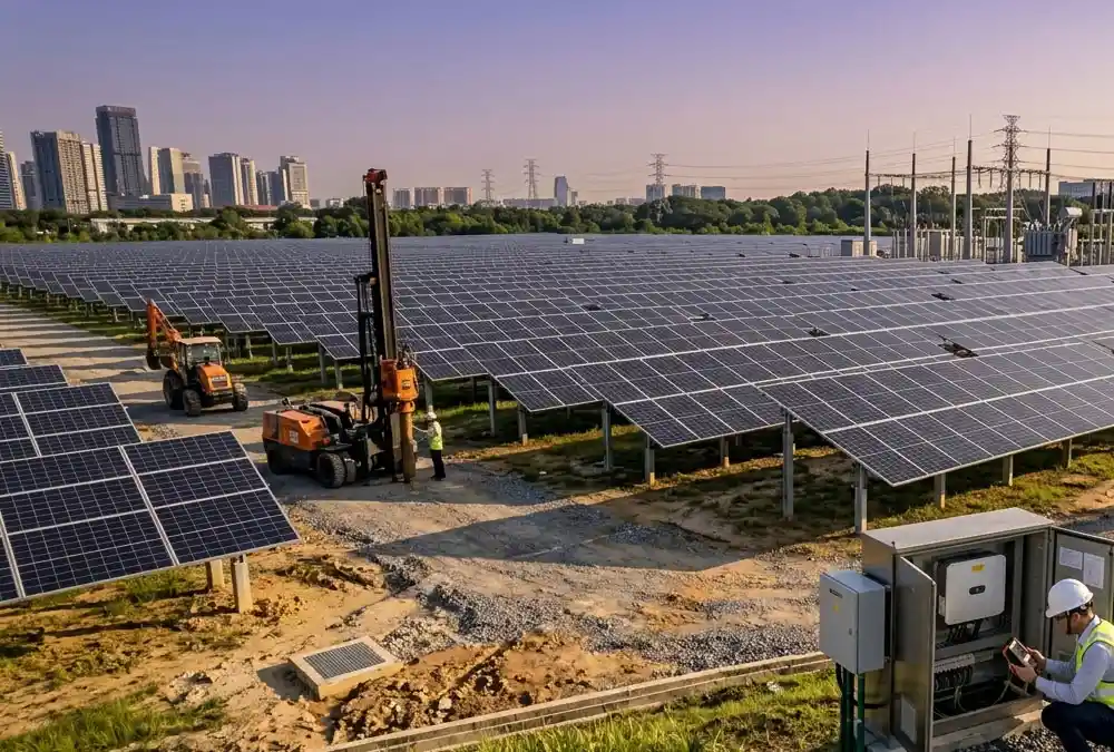 Utility scale solar farm projects delivered by a professional renewable energy epc contractor.