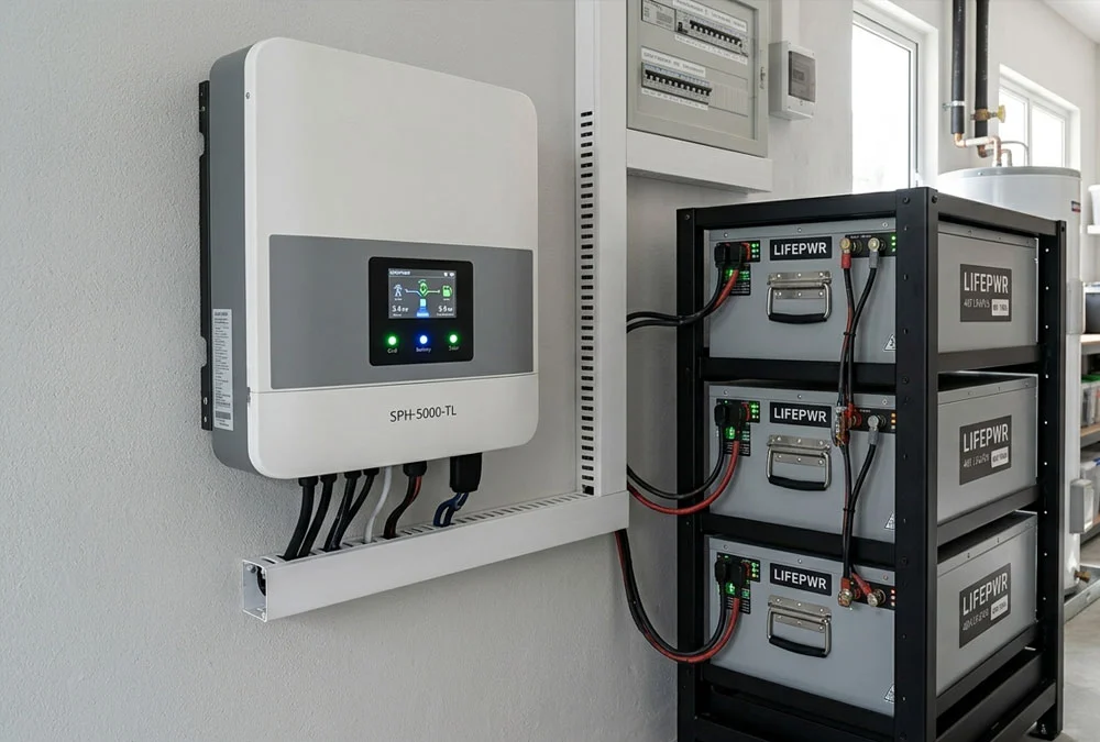 Scalable 48V LiFePO4 battery configuration optimized for residential and commercial solar energy storage systems.