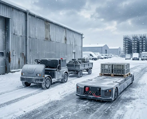 Do lithium batteries freeze in winter? Industrial electric equipment operating in cold conditions.