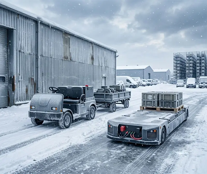 Do lithium batteries freeze in winter? Industrial electric equipment operating in cold conditions.