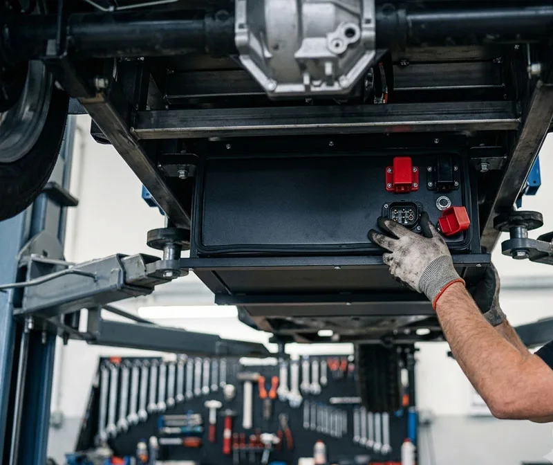 High cycle life LiFePO4 battery pack designed with IP67 waterproofing and vibration resistance for low-speed electric vehicles.