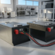 Heavy-duty black LFP batteries vs lithium ion systems with robust enclosures and smart digital displays for commercial fleet equipment.