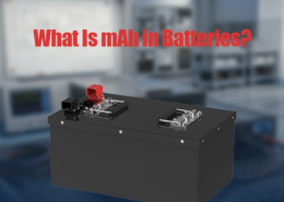 High capacity mah battery pack technical specification label on industrial lithium battery system.