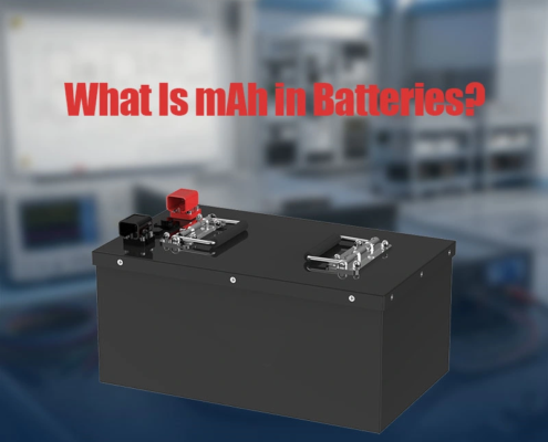High capacity mah battery pack technical specification label on industrial lithium battery system.