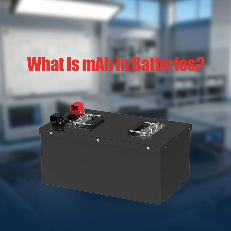 High capacity mah battery pack technical specification label on industrial lithium battery system.