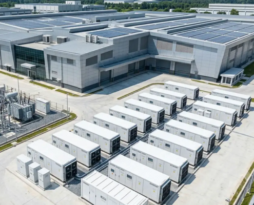 Evaluating major solar battery storage suppliers based on outdoor containerized battery storage performance at an industrial manufacturing plant.