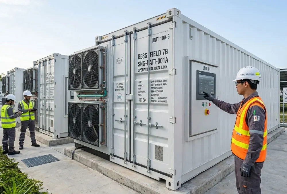 A heavy-duty industrial battery energy storage system showing high-capacity configuration for factory peak shaving and load shifting.