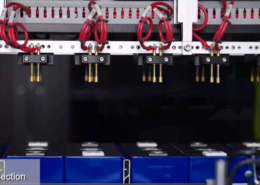 Industrial scale LiFePO4 energy storage cabinet system installed inside an energy station.