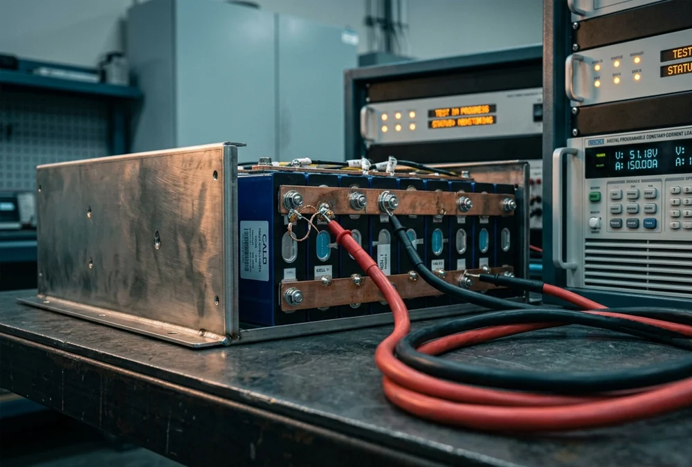 Commercial lithium battery capacity testing using a heavy duty electronic dynamic load bank inside a clean facility