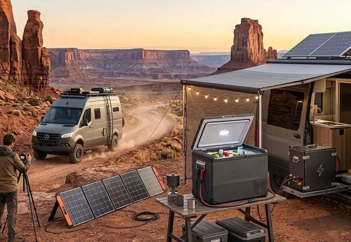 Rugged LiFePO4 RV battery with IP67 waterproof protection for off-grid camping and outdoor travel