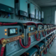 High capacity deep cycle solar storage battery system installed on an industrial rack