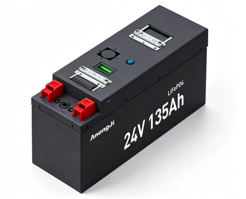 anengji power 24v 135Ah lifepo4 battery front view