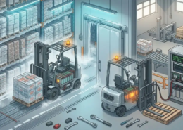 Freezer forklift lithium battery using BMS-controlled heating and opportunity charging