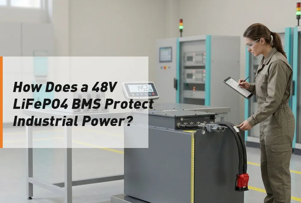 Engineer comparing lithium-ion cells with a complete industrial battery pack